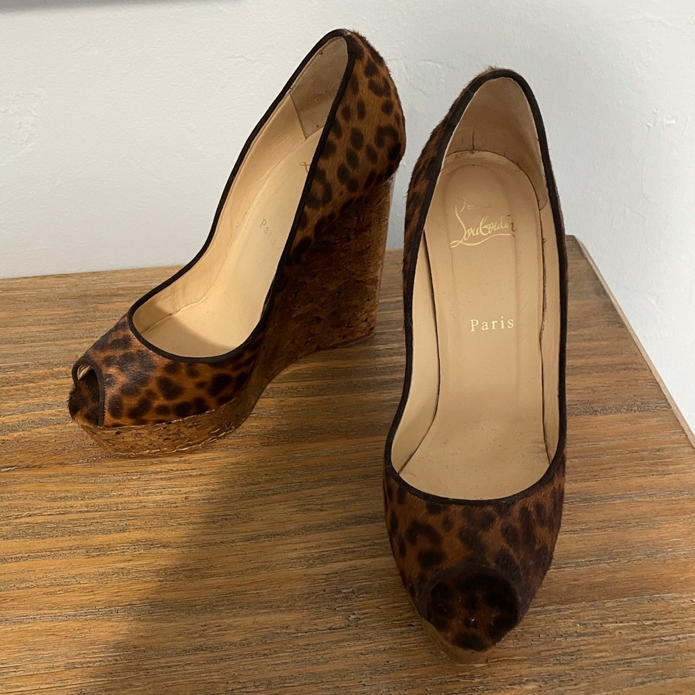 Christian Louboutin: Leopard Pony hair wedges